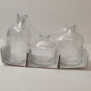 Sets of 5 Clear Glass Bud Vases